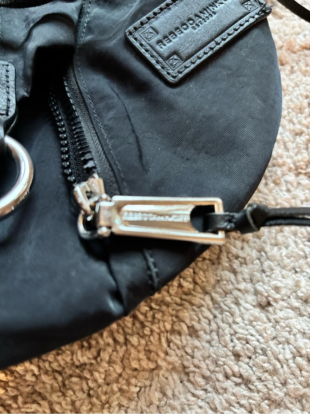 Rebecca Minkoff Julian Nylon Black Sling Backpack with Silver Hardware
